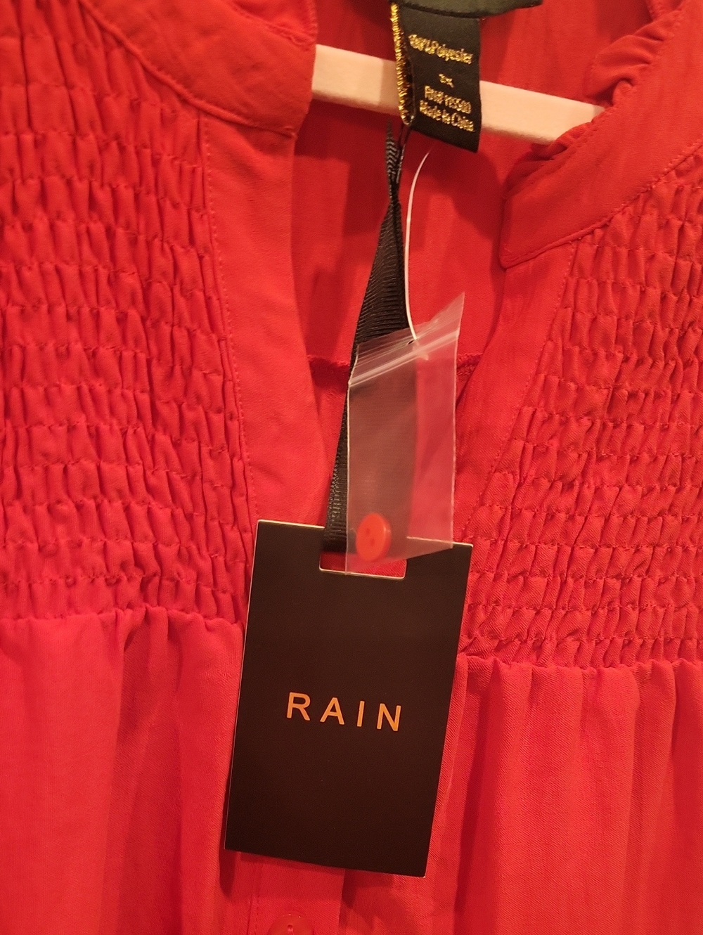 Rain Red Smocked Ruffle-Trim Camisole - Picture 5 of 5